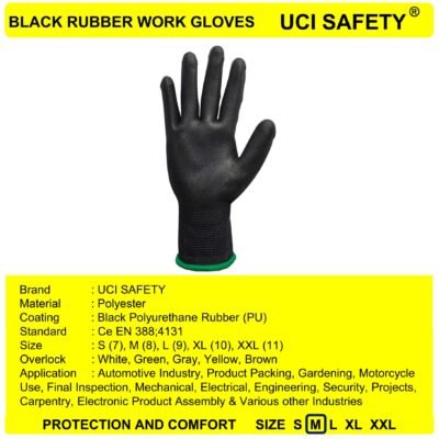Uci Safety Hand Gloves Safety Gloves Dilapisi Karet Industri - Gambar 2