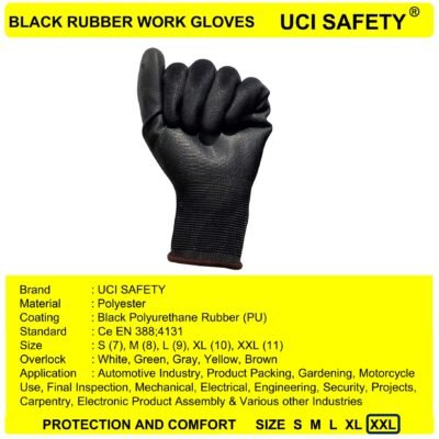 Uci Safety Hand Gloves Safety Gloves Dilapisi Karet Industri - Gambar 4