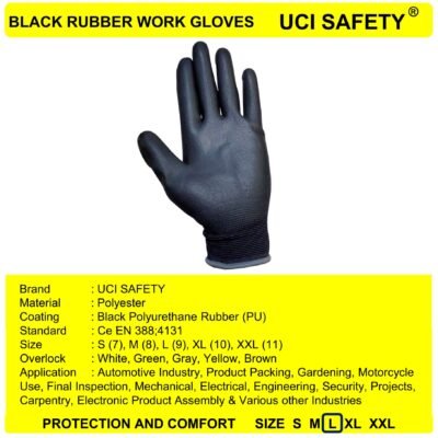 Uci Safety Proyek Security Bengkel Telapak Tangan dilapisi karet - Gambar 5