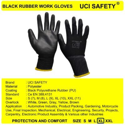 Uci Safety Bahan Nylon Telapak Tangan dilapisi karet Pabrik Mekanik - Gambar 5