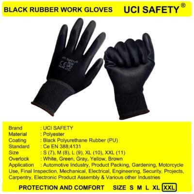 Uci Safety Black Pengaman kerja Polyurethane Proyek