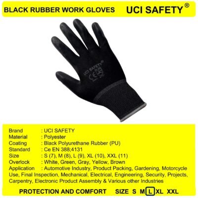 Uci Safety Bahan Nylon Telapak Tangan dilapisi karet Pabrik Mekanik - Gambar 2