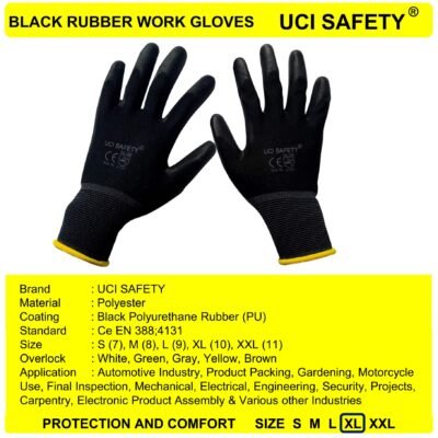 Uci Safety Telapak Tangan dilapisi karet Palmfit Security Safety Gloves - Gambar 4