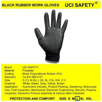 Uci Safety Polyester Hand Gloves Palm Fit Satpam - Gambar 5