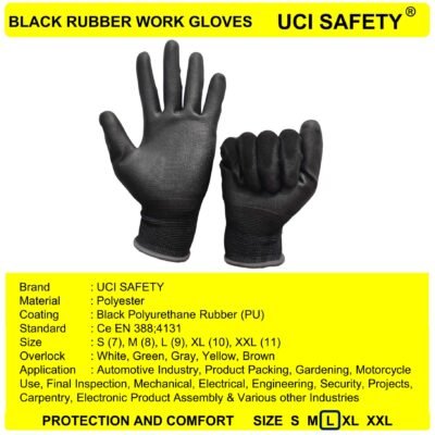 Uci Safety Pengaman kerja Hitam Berkebun Hand Gloves - Gambar 3