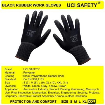 Uci Safety Telapak Tangan dilapisi karet Security Palm Fit Bengkel - Gambar 5