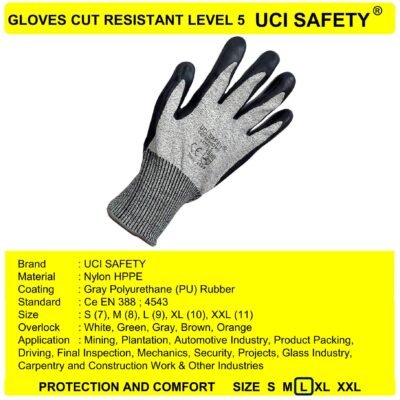 Uci Safety HPPE Pabrik Sarung Tangan 4543 - Gambar 4