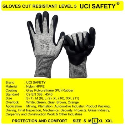 Sarung Tangan Anti Potong Cut Resistant HPPE Nitrile - Gambar 5