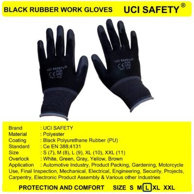 Uci Safety Palm Fit Bengkel Telapak Tangan dilapisi karet Montir