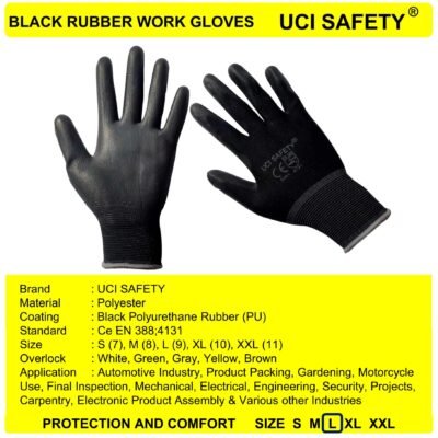 Uci Safety Telapak Tangan dilapisi karet Palmfit Security Safety Gloves - Gambar 2