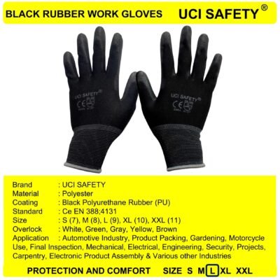Uci Safety Pengaman kerja Hitam Berkebun Hand Gloves - Gambar 5
