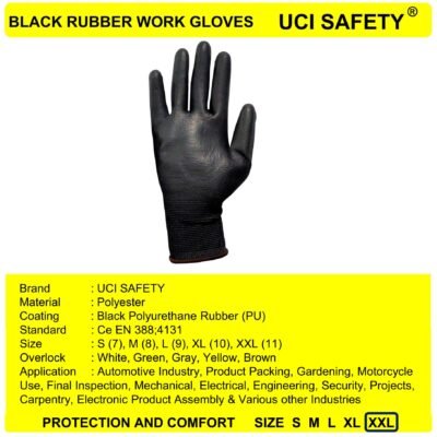 Uci Safety Motor Berkebun Polyurethane Telapak Tangan dilapisi karet