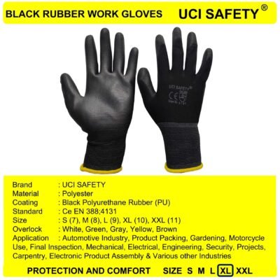 Uci Safety Bahan Nylon Bagunan Karet Palm Fit - Gambar 2