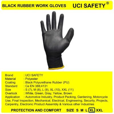 Uci Safety Telapak Tangan dilapisi karet Safety Gloves Security Mekanik - Gambar 5
