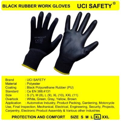 Uci Safety Hitam Polyurethane Anti Slip Montir