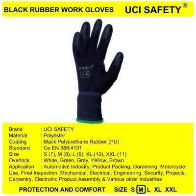 Uci Safety Industri Coating Karet Dilapisi Karet Safety Gloves - Gambar 4