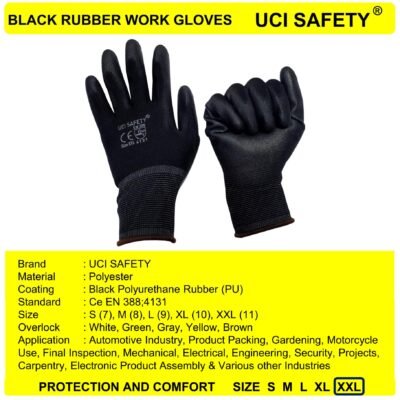 Uci Safety Polyester Pengaman kerja Coating Karet Kerja - Gambar 3