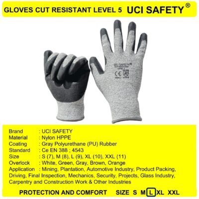 Sarung Tangan Kawat Besi Baja bengkel Coating Karet Mekanik Uci Safety Anti Pisau Potong - Gambar 4