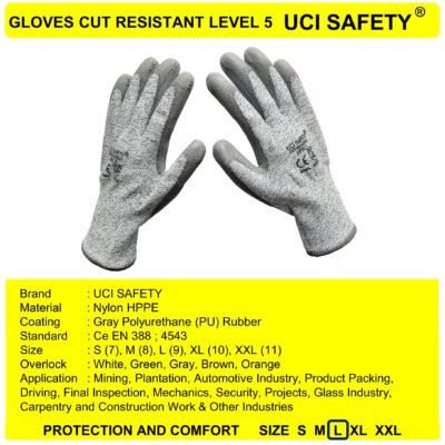 Sarung Tangan Ukuran S M L XL XXL Pengaman Kerja Anti Licin Anti Slip Hand Gloves Sarung Tangan - Gambar 2