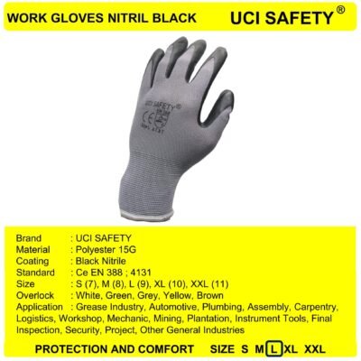 Sarung Tangan Work Anti Slip Nylon Ukuran M L XL