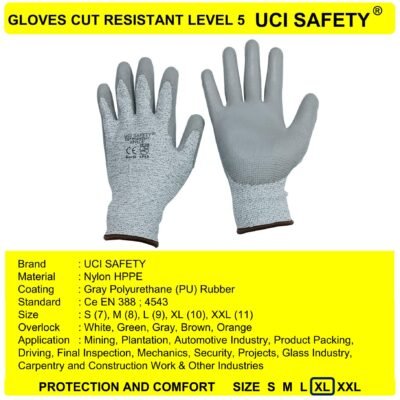 Sarung Tangan Karet Polyurethane Tukang Anti Slip Sarung Tangan Pisau - Gambar 2