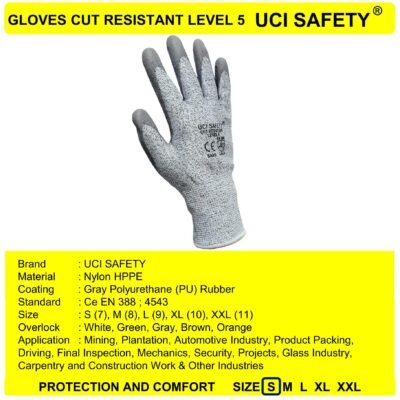 Sarung Tangan Welding Cut Resistant Level 5 Pabrik Kaca Safety Kerja - Gambar 5
