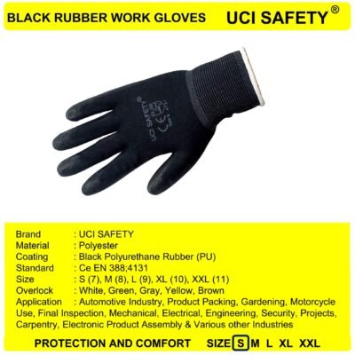 Uci Safety Polyester Pengaman kerja Coating Karet Kerja - Gambar 5