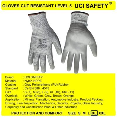 Sarung Tangan Kaca Tukang Cut Glove Mekanik Motor Warna Abu Abu