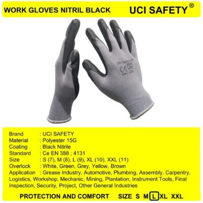 Uci Safety Work Hitam/Grey Safety Kerja Pabrik - Gambar 2