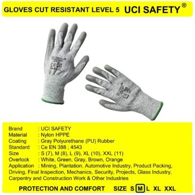 Sarung Tangan Safety Gloves Proyek Kaca Dilapisi Karet Karet Polyurethane - Gambar 2