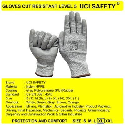 Sarung Tangan Safety Gloves Proyek Kaca Dilapisi Karet Karet Polyurethane