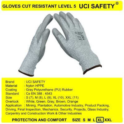 Sarung Tangan Safety Kerja Bengkel Cutting Hitam - Gambar 2