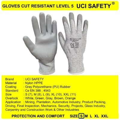 Gloves Anti Pisau Potong Ukuran S M L XL XXL Tebal Anti Iris En 388 4543 - Gambar 5