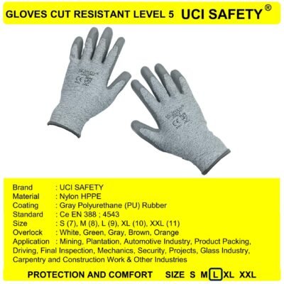 Sarung Tangan Kaca Berkebun Cut Resistant Level 5 Anti Benda Tajam - Gambar 5