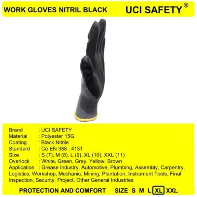 Uci Safety Nylon Coating Abu abu/Black - Gambar 5