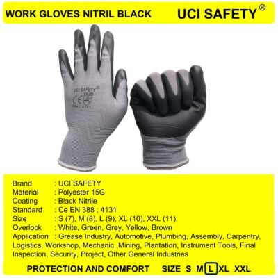 Uci Safety Nylon Engineering Tukang Hitam/Grey