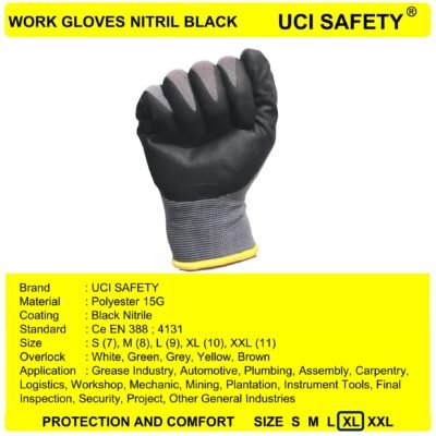 Uci Safety Work Hitam/Grey Safety Kerja - Gambar 3