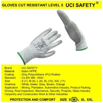 Sarung Tangan Dilapisi Karet Tebal Motor Anti Potong Cut Resistant Level 5 Kontruksi - Gambar 3